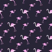 Navy Flamingo Pattern Design with Pink Birds vector