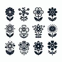 Flowers icon set. Flowers isolated on white background. vector