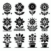 Flowers icon set. Flowers isolated on white background. vector