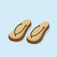 Summer beach slates in cartoon style. Sandals for relaxing at the sea. Object isolated on a blue background. vector