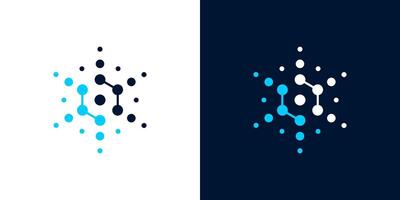 Dot hexagon logo icon network data blockchain digital vector