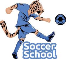 Tiger's Kick, Tiger in a Soccer Uniform vector