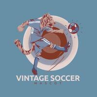 Tiger's Kick. Tiger in a Soccer Uniform in vintage style color. perfect for soccer team logo vector