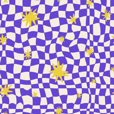 Seamless pattern with distorted shape and stars.