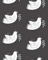 Seamless pattern with dove and branch. Background with message no war, world peace and peace day. Illustration for fabric, wallpaper, wrapping paper, textile. vector