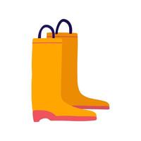 Cute rubber boots for autumn, tourism, fishing. Simple gumboots in flat style. illustration for web and mobile design. vector