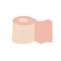 Cute pink toilet paper icon in cartoon style. Camping accessories. hand drawn illustration. vector