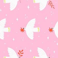 Seamless pattern with dove and branch. Background with message no war, world peace and peace day. Illustration for fabric, wallpaper, textile. vector