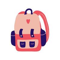 Hiking backpack on white background. Camping and mountain exploring backpack in cartoon style. illustration. vector