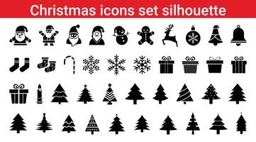 Christmas icons set silhouette vector