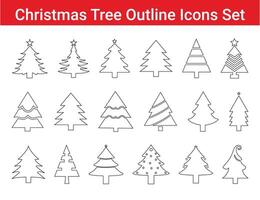 Christmas Tree Outline Icons Set vector