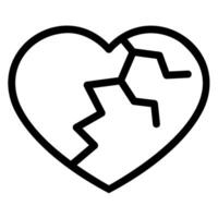 broken heart line icon vector