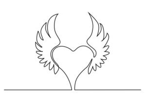 heart icon and angel wings fly line art icon design vector