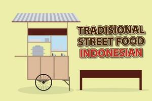 traditional Indonesian food meatball cart, meatball, street food, local food, street food vendor, illustration vector