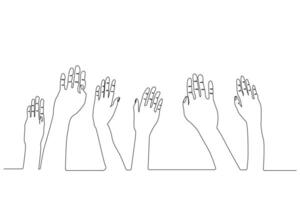 people hands up giving approval asking for help activist crowd line art vector