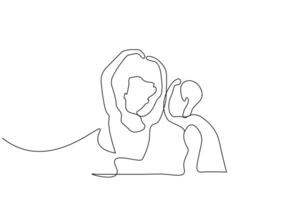 young couple in love date happy one line art vector