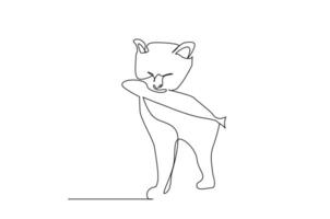 one cat catches a fish bites holds in its mouth line art vector