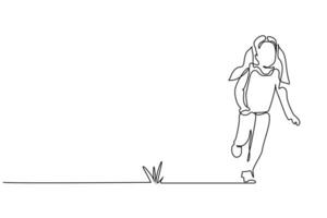 one little girl running outside in the park having fun playing line art vector