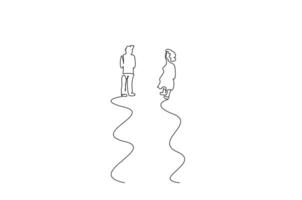 people mature couple walking away outside line art vector