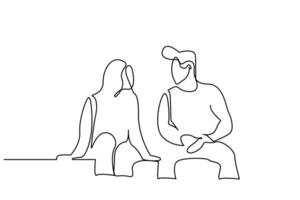 young couple in love date happy one line art vector