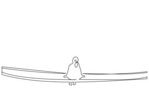 young woman nature sitting relaxed on the bridge standing facing back watching life line art design vector