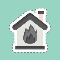 Sticker line cut Fire. related to Emergency symbol. simple design illustration vector