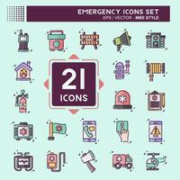 Icon Set Emergency. related to Warning symbol. MBE style. simple design illustration vector