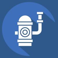 Icon Fire Hydrant. related to Emergency symbol. long shadow style. simple design illustration vector