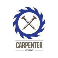 carpenter logo design for graphic designer or workshop identity vector