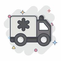 Icon Ambulance. related to Emergency symbol. comic style. simple design illustration vector