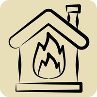 Icon Fire. related to Emergency symbol. hand drawn style. simple design illustration vector