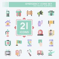 Icon Set Emergency. related to Warning symbol. flat style. simple design illustration vector