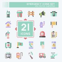 icono conjunto emergencia. relacionado a advertencia símbolo. plano estilo. sencillo diseño ilustración vector