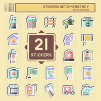 Sticker Set Emergency. related to Warning symbol. simple design illustration vector