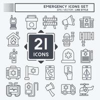 Icon Set Emergency. related to Warning symbol. line style. simple design illustration vector