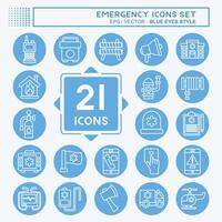 Icon Set Emergency. related to Warning symbol. blue eyes style. simple design illustration vector