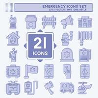 Icon Set Emergency. related to Warning symbol. two tone style. simple design illustration vector