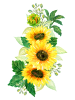 Bouquet Flower sunflower, rose,berry,meadow, filed png