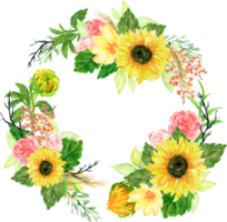 Template flower frame border banner greetings card sunflower rose beriies meadow gerbera png