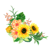 Bouquet Flower sunflower, rose,berry,meadow, filed png