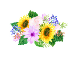 Bouquet Flower sunflower, rose,berry,meadow, filed png