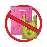 illustration of no plastic bag vector