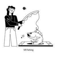 Trendy VR Fishing vector