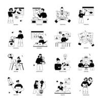 Collection of Project Startup Glyph Mini Illustrations vector