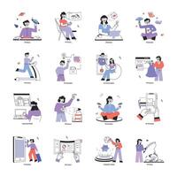 Handy Pack of Augmented Reality Linear Mini Illustrations vector