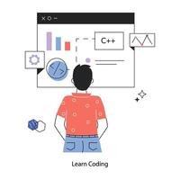 Trendy Learn Coding vector
