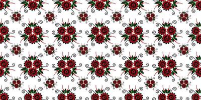 Expandable Pattern of Flowers and Leaves Decoration vector