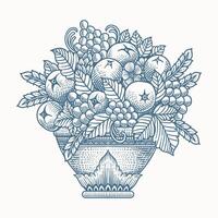 antiguo Fruta cesta ilustración. grabado mano dibujado estilo - eps 10 vector