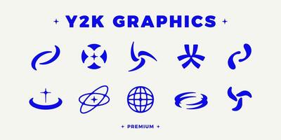 Y2K shapes set. 00s aesthetics. Y2K graphic design. vector