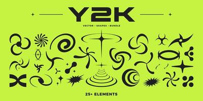 Y2K aesthetics. 2000s abstract shapes and objects. vector